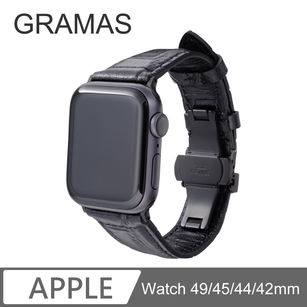 Gramas Apple Watch 42/44/45mm 真皮尊爵錶帶-黑