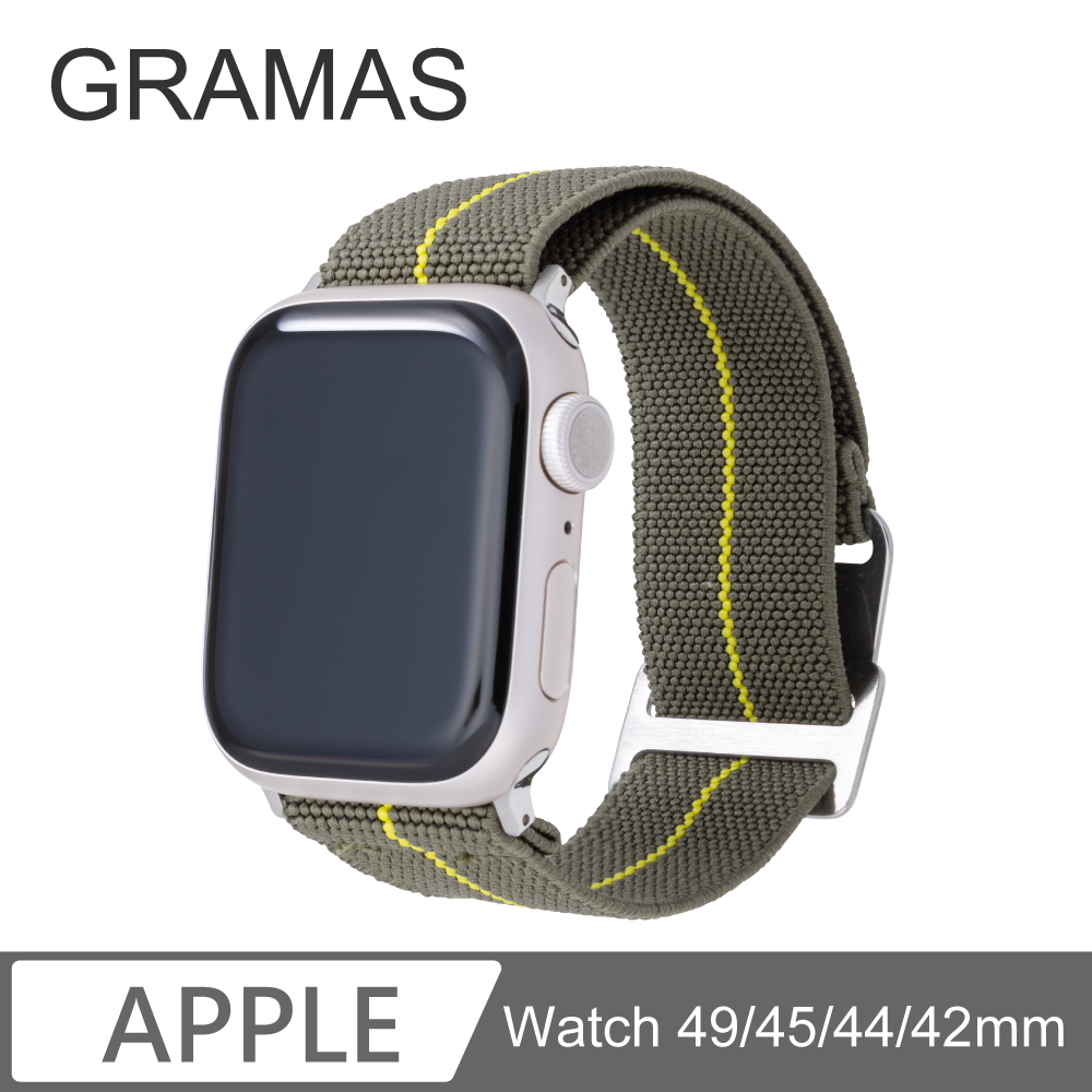 Gramas Apple Watch 42/44/45mm 法國海軍帆布錶帶-綠