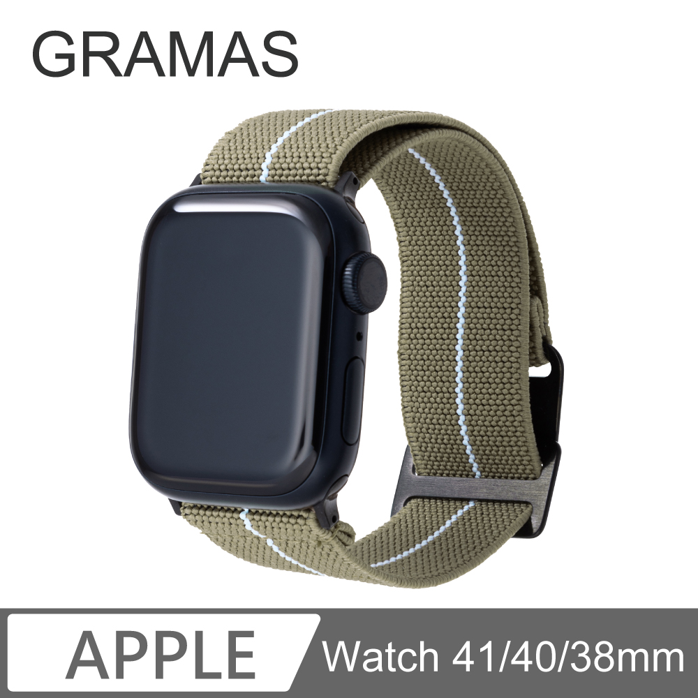 Gramas Apple Watch 38/40/41mm 法國海軍帆布錶帶-橄欖綠