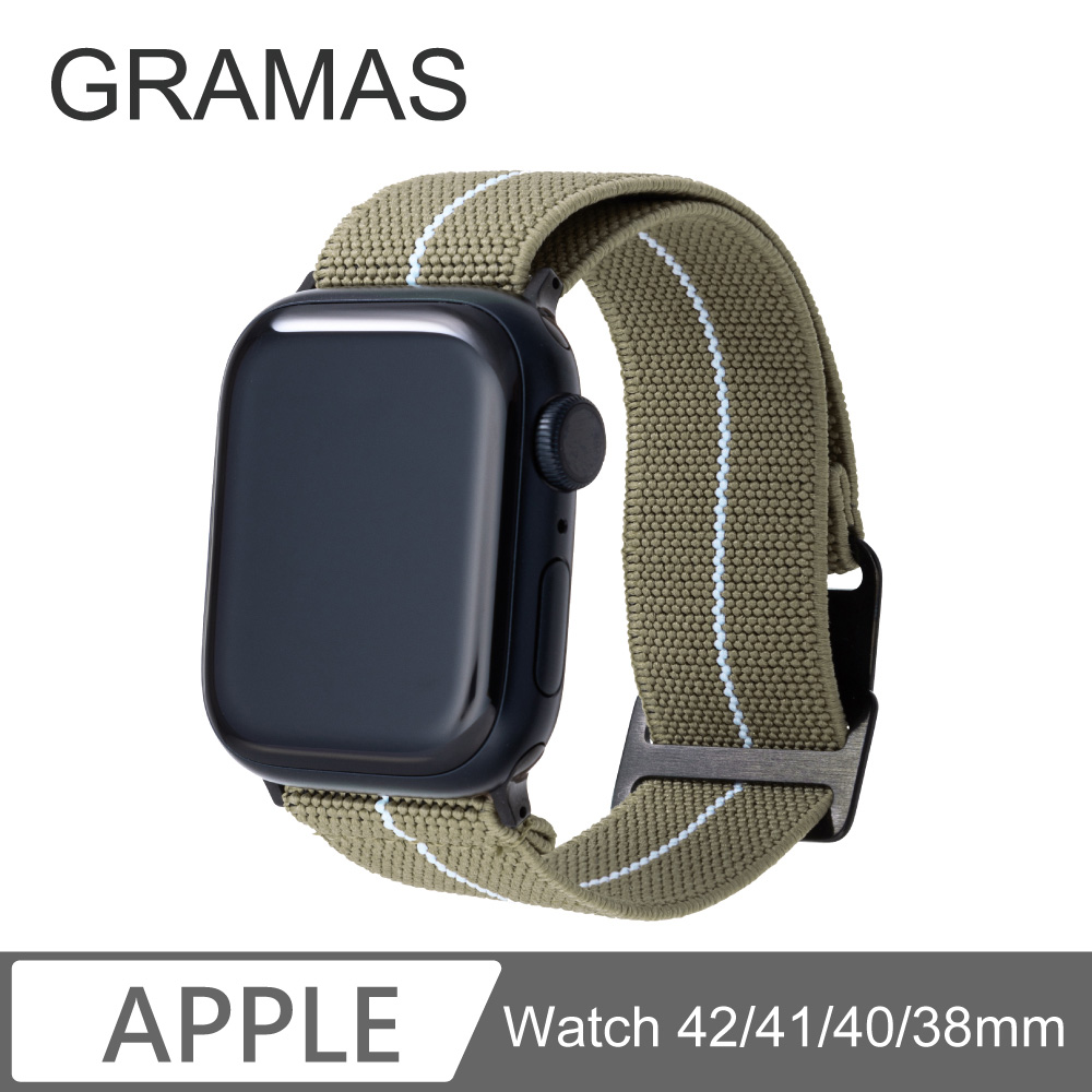 Gramas Apple Watch 38/40/41mm 法國海軍帆布錶帶-橄欖綠