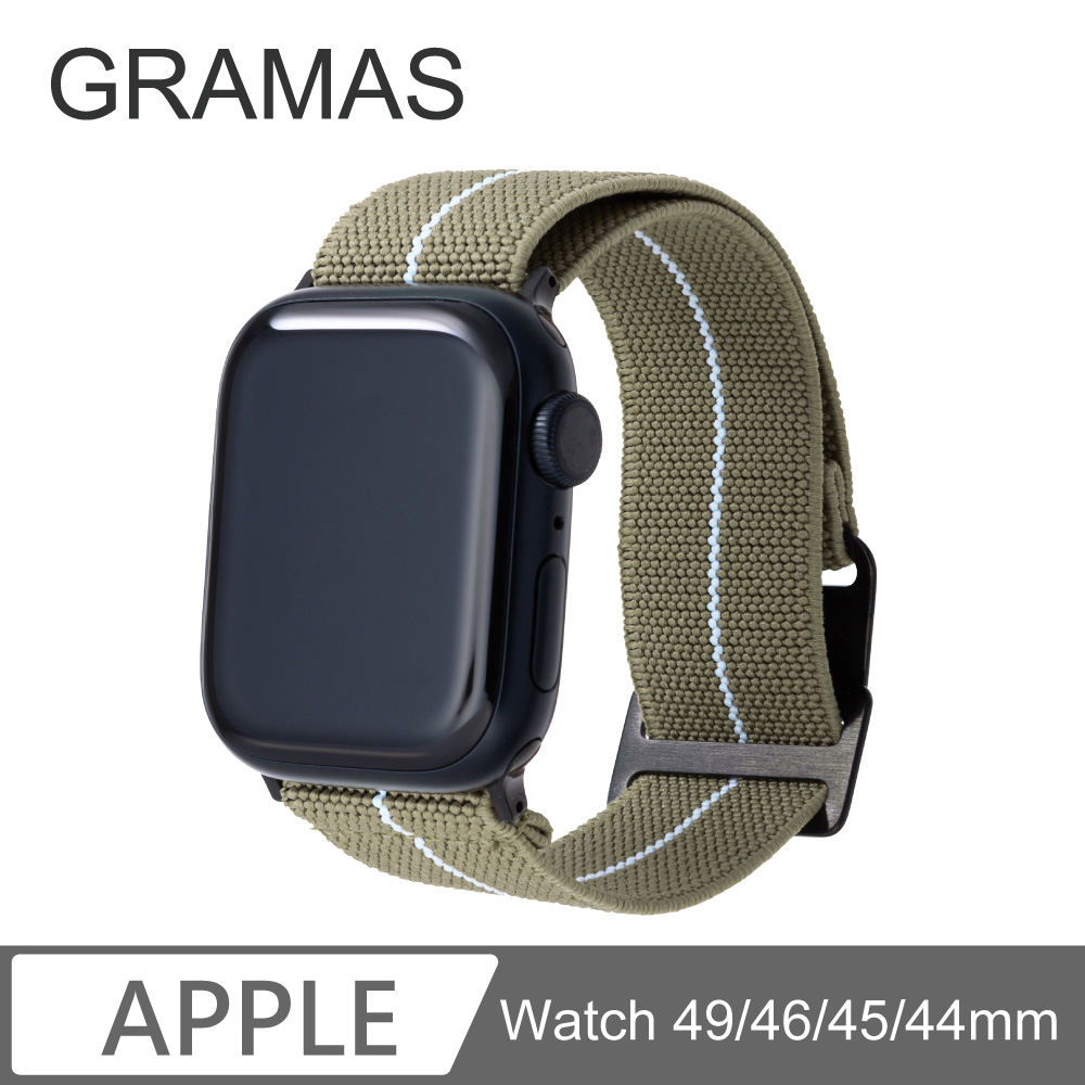 Gramas Apple Watch 42/44/45mm 法國海軍帆布錶帶-橄欖綠