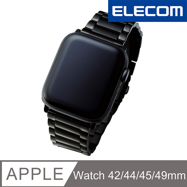 ELECOM Apple Watch 44/42mm金屬不銹鋼錶帶II-黑