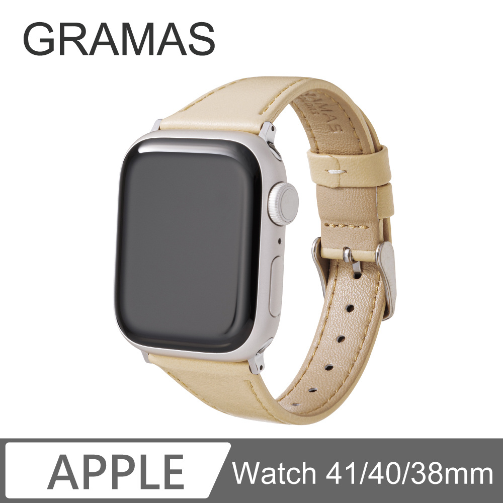 Gramas Apple Watch 38/40/41mm 莫蘭迪仕女真皮錶帶-象牙白