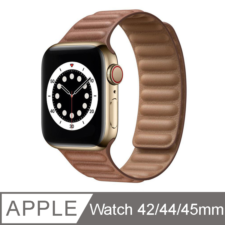 IN7 皮革鏈式 Apple Watch磁吸回環錶帶 Apple Watch 42mm/44mm/45mm-棕色
