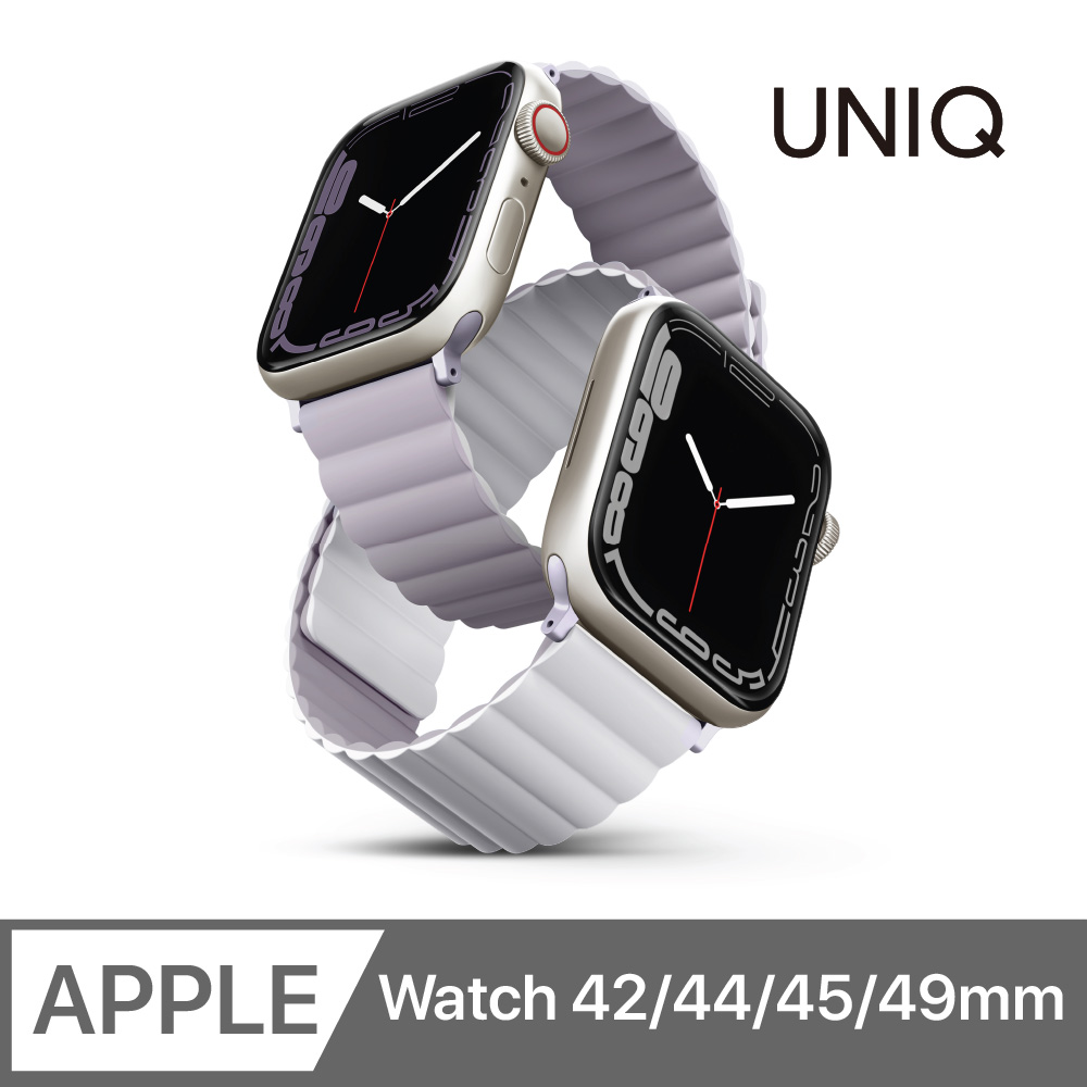 UNIQ Revix Apple Watch 雙色防水矽膠磁吸錶帶 42/44/45mm 共用款 紫白色
