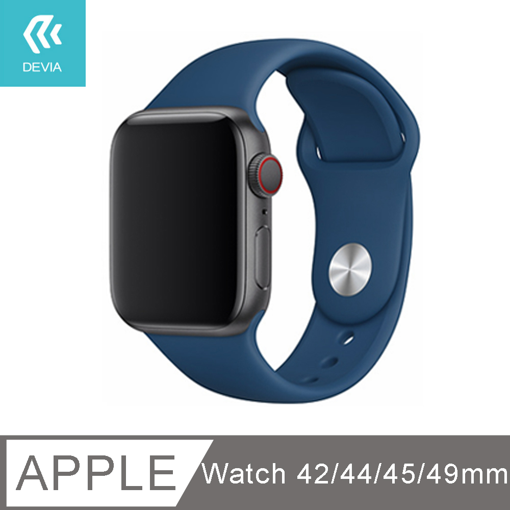 DEVIA Apple Watch 矽膠錶帶42/44/45mm共用款-深藍