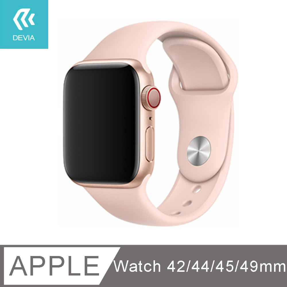 DEVIA Apple Watch 矽膠錶帶42/44/45mm共用款-粉色
