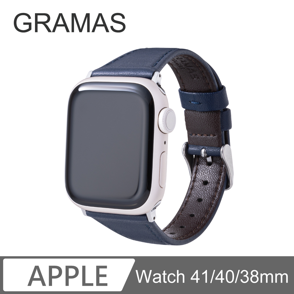 Gramas Apple Watch 38/40/41mm 莫蘭迪仕女真皮錶帶-藍