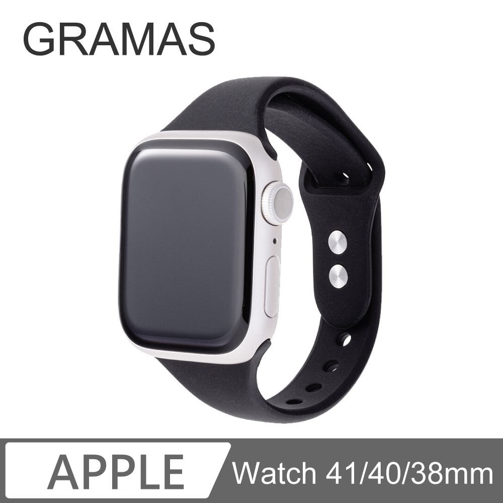 Gramas Apple Watch 38/40/41mm 矽膠雙扣錶帶-黑色