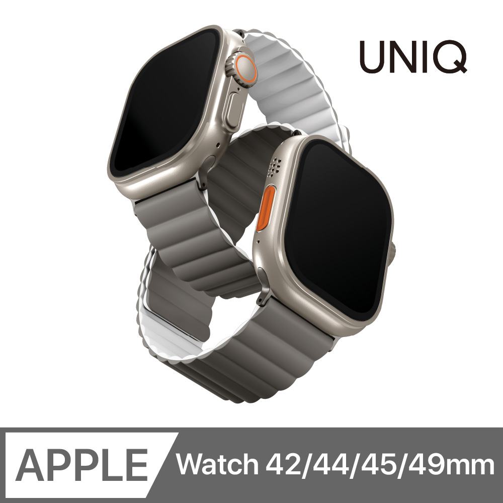 UNIQ Revix Apple Watch 雙色防水矽膠磁吸錶帶 42/44/45/49mm 共用款 石灰白