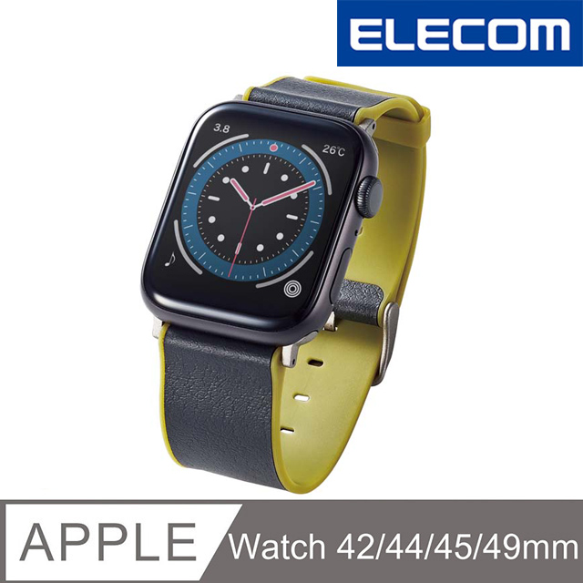 ELECOM Apple Watch 45/44/42mm MINIO錶帶-燻黑×橄欖綠