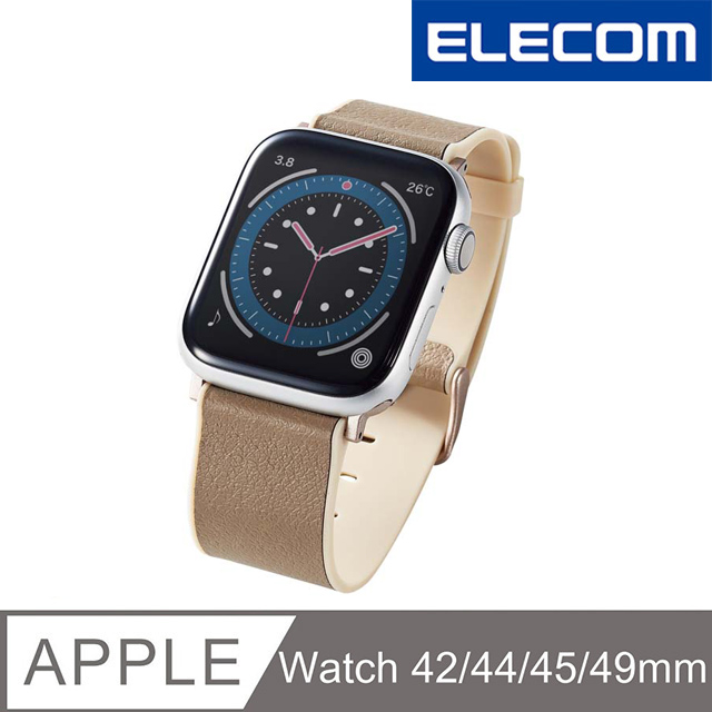 ELECOM Apple Watch 45/44/42mm MINIO錶帶-灰褐×淺粉