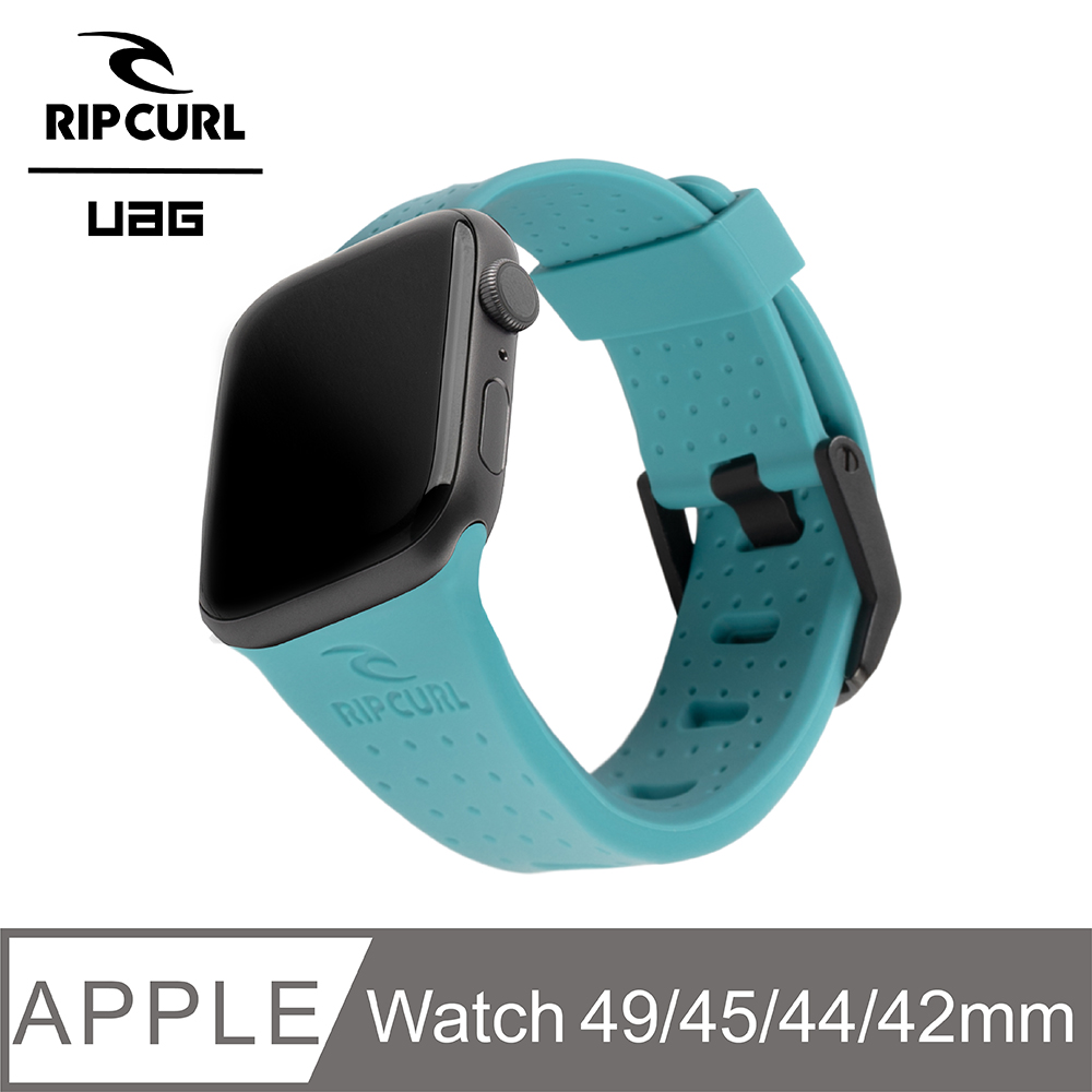 UAG X RIP CURL Apple Watch 42/44/45/49mm 舒適矽膠運動錶帶-湖水綠