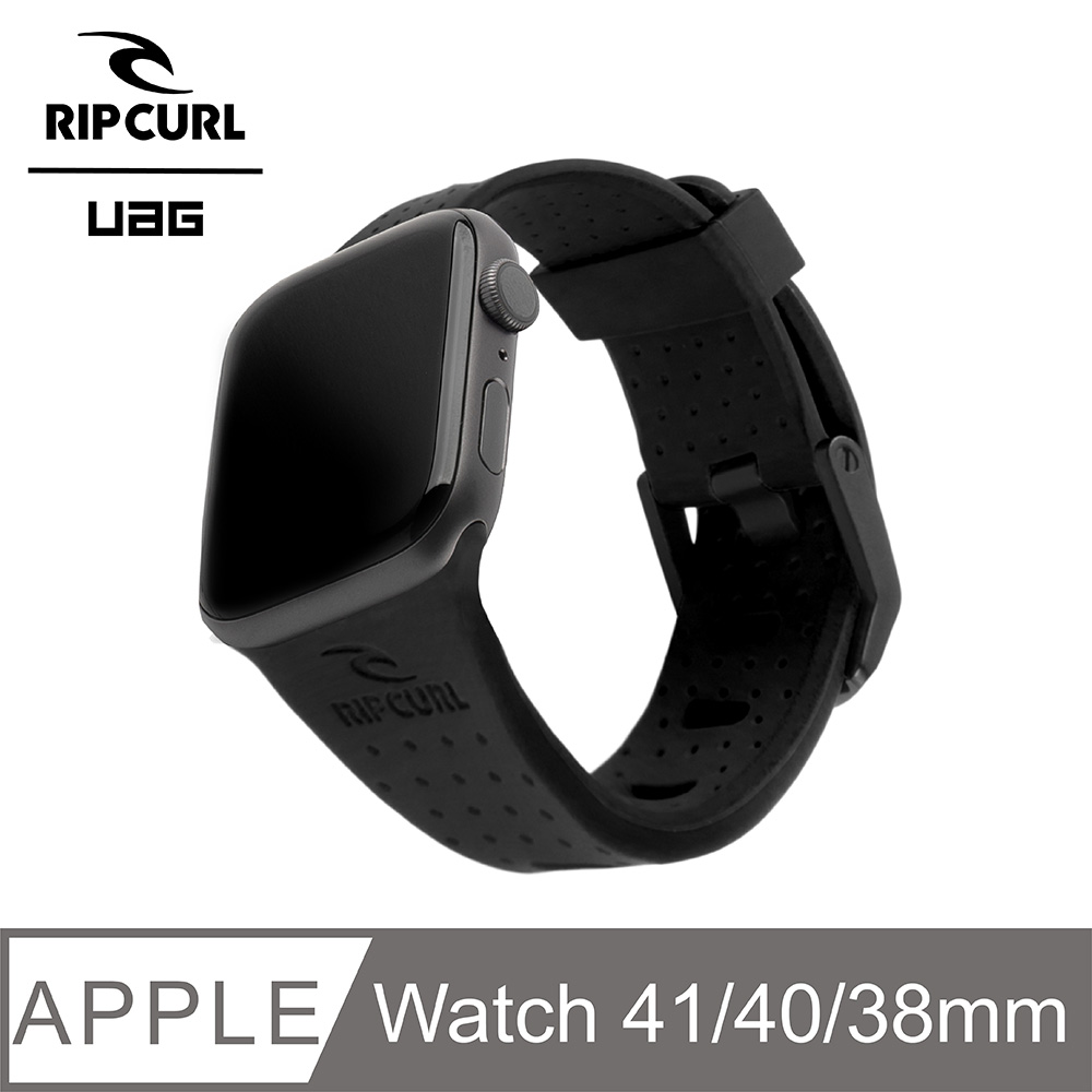 UAG X RIP CURL Apple Watch 38/40/41mm 舒適矽膠運動錶帶-極限黑