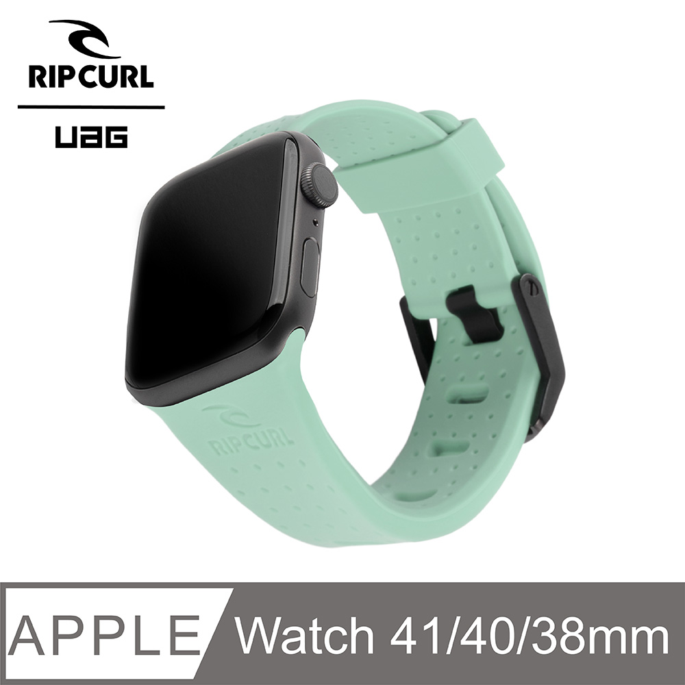 UAG X RIP CURL Apple Watch 38/40/41mm 舒適矽膠運動錶帶-薄荷綠