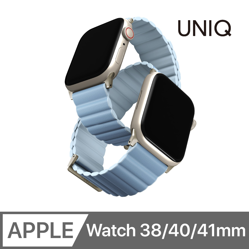 UNIQ Revix Apple Watch 雙色矽膠真皮錶帶 38/40/41mm 共用款 北極藍/寶寶藍