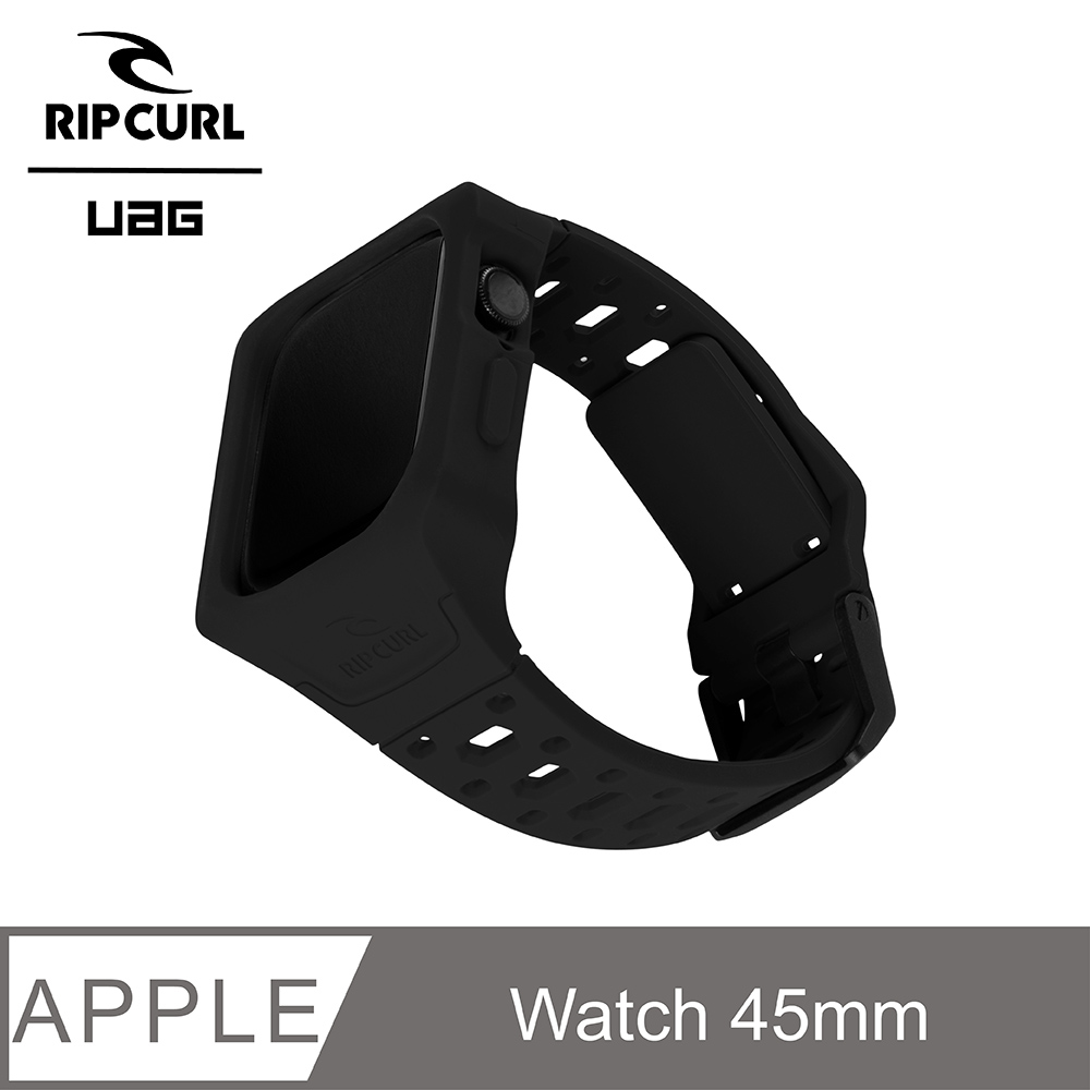 UAG X RIP CURL Apple Watch 45mm 矽膠保護殻運動錶帶-極限黑
