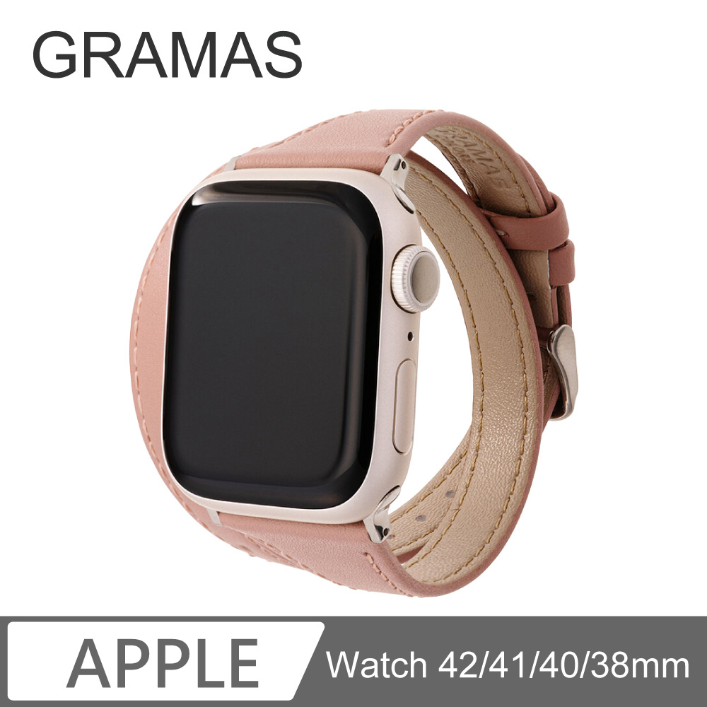 Gramas Apple Watch 38/40/41mm 雙重環繞仕女真皮錶帶-粉