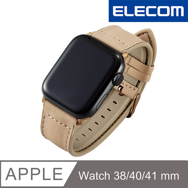 ELECOM Apple Watch 40/38mm純素皮革錶帶-淺褐 (福利品)