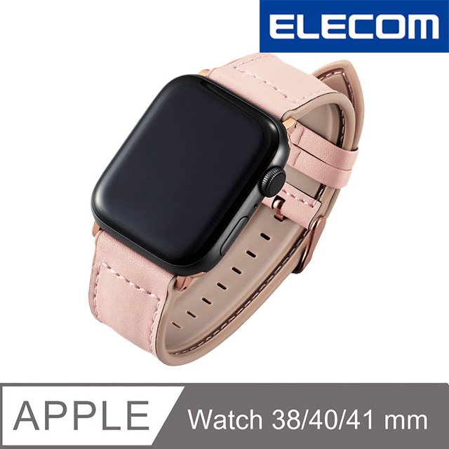 ELECOM Apple Watch 40/38mm純素皮革錶帶-粉 (福利品)