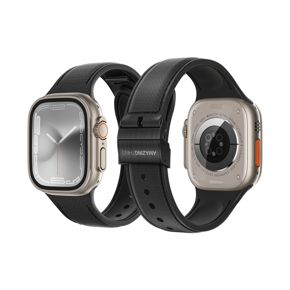 AMAZINGTHING Apple Watch (49/45/44/42mm) Titan Swift 皮革紋矽膠錶帶