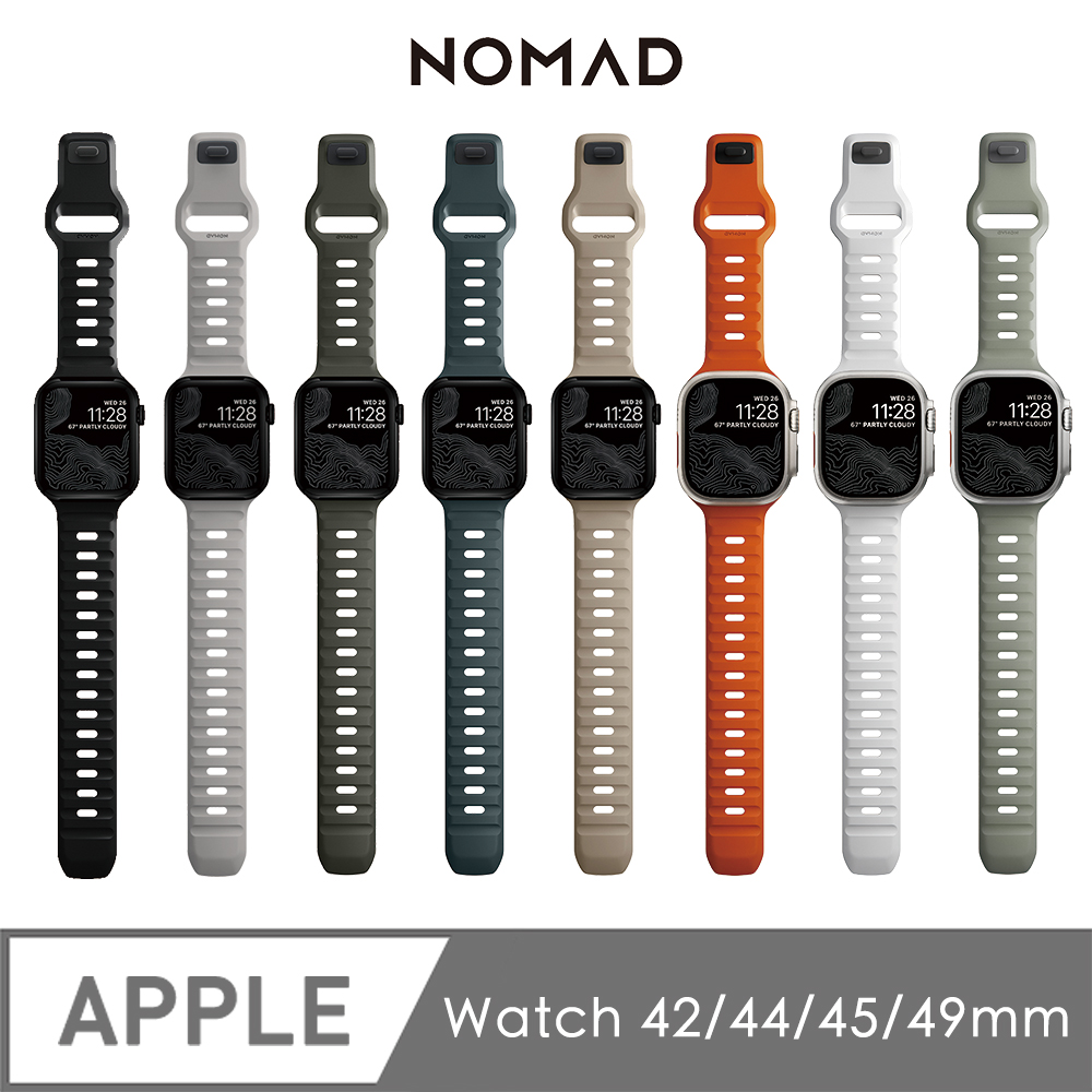 美國NOMAD Apple Watch專用運動風FKM橡膠錶帶-45mm