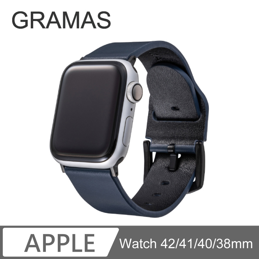 Gramas Apple Watch 38/40/41/42mm 義大利真皮錶帶-藍