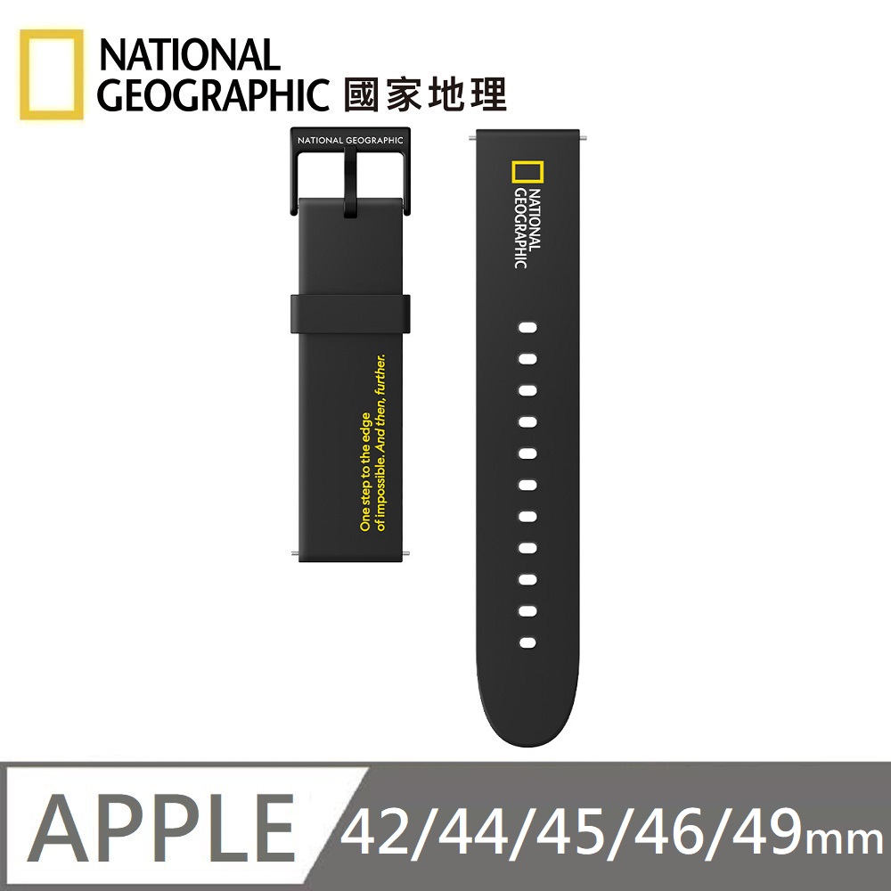 National Geographic 國家地理 Smart Apple Watch Strap 矽膠錶帶 適用 42/44/45/46/49mm - 黑色