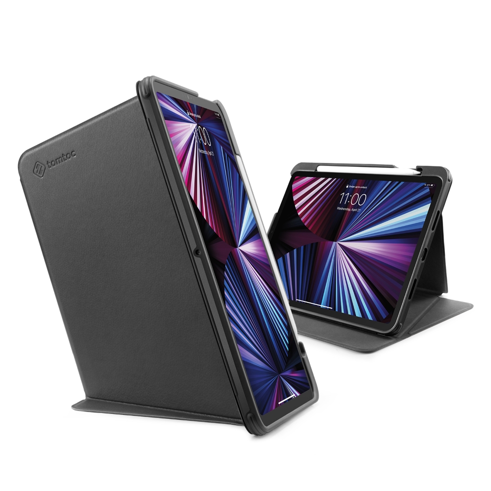 Tomtoc 多角度折疊平板保護套，黑，適用於11吋iPad Pro 2021