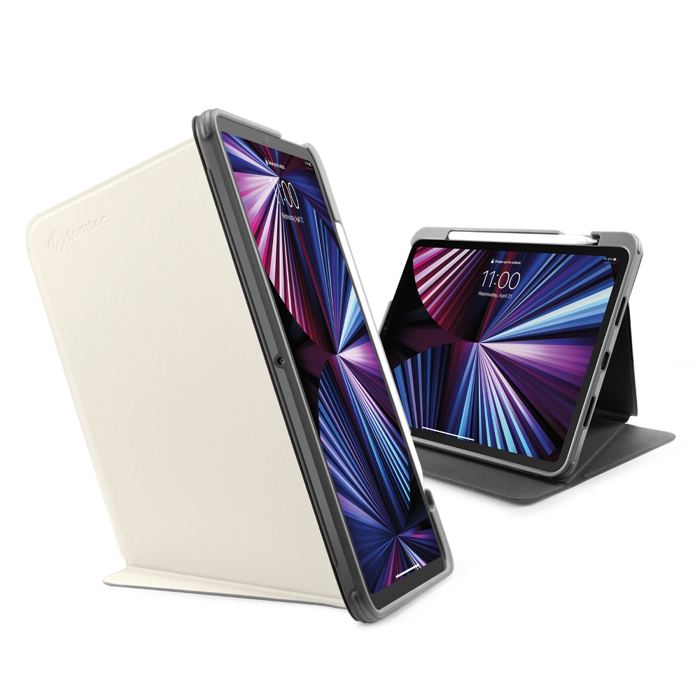 Tomtoc 多角度折疊平板保護套，白，適用於11吋iPad Pro 2021