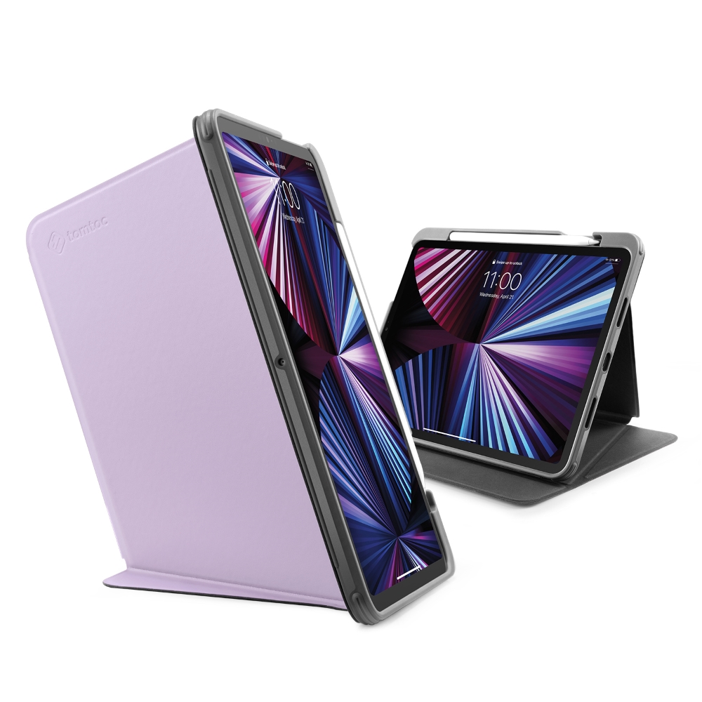 Tomtoc 多角度折疊平板保護套，紫，適用於11吋iPad Pro 2021