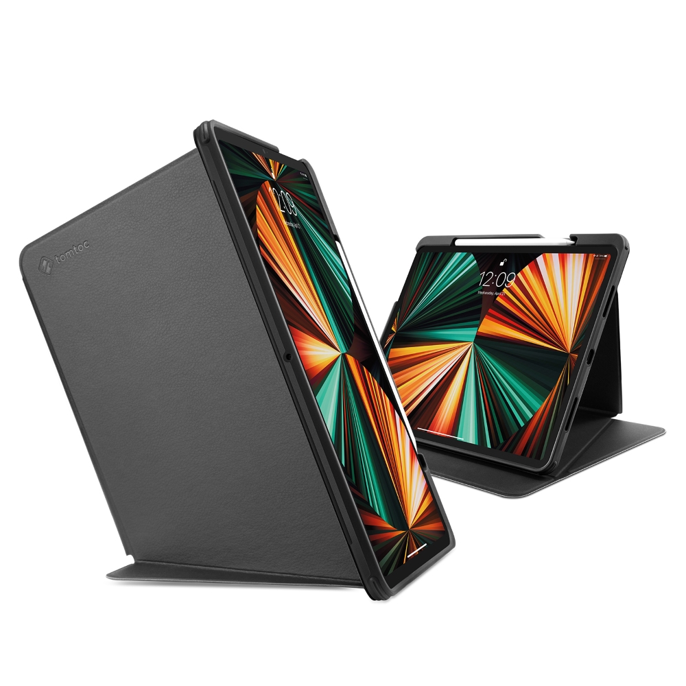 Tomtoc 多角度折疊平板保護套，黑，適用於12.9吋iPad Pro
