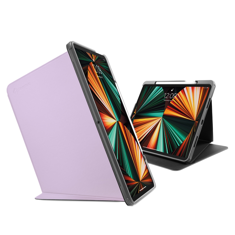 Tomtoc 多角度折疊平板保護套，紫，適用於12.9吋iPad Pro