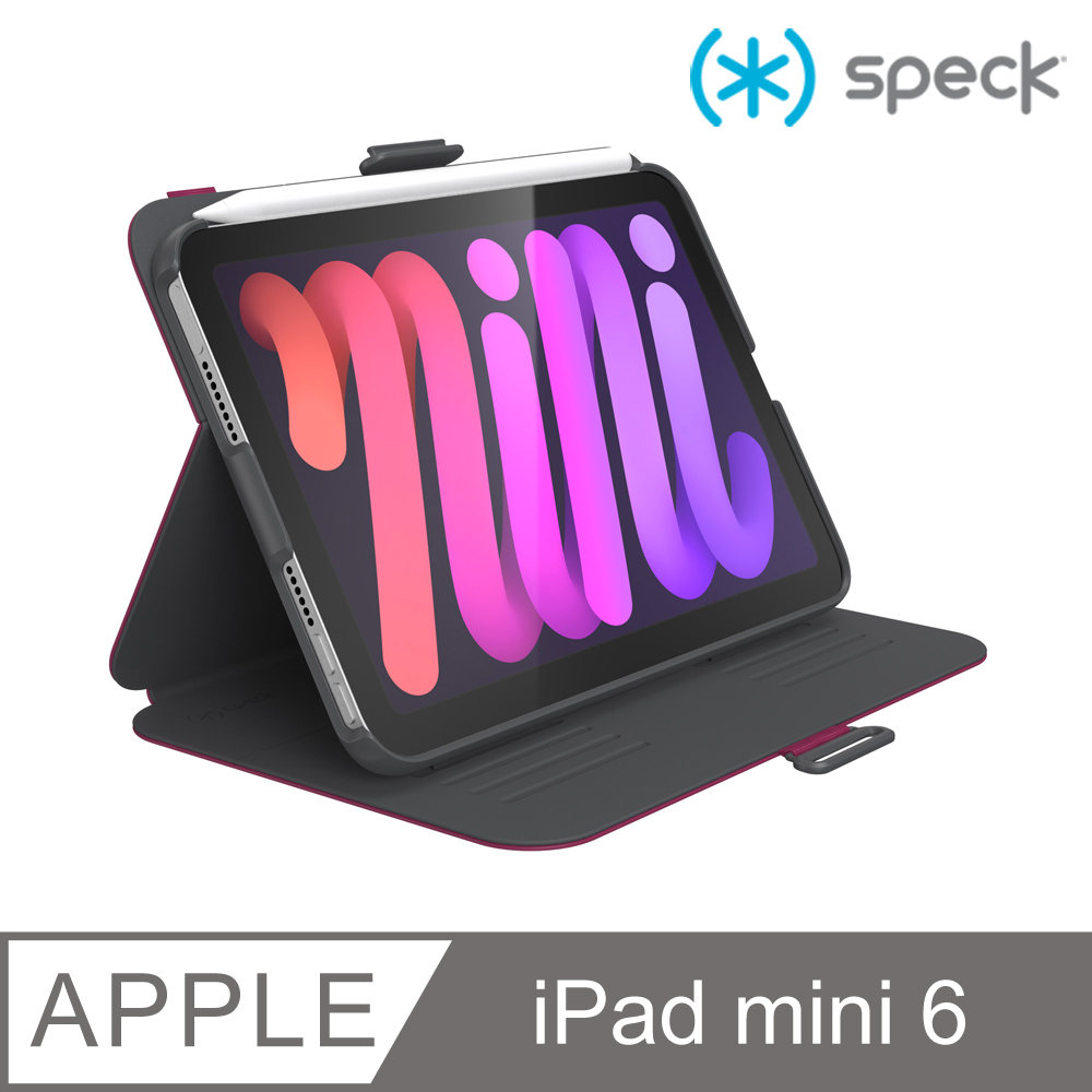 Speck iPad mini 6 (8.3吋) Balance Folio 多角度防摔側翻皮套-桃紅色