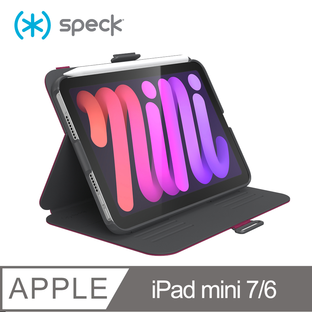 Speck iPad mini 6 (8.3吋) Balance Folio 多角度防摔側翻皮套-桃紅色