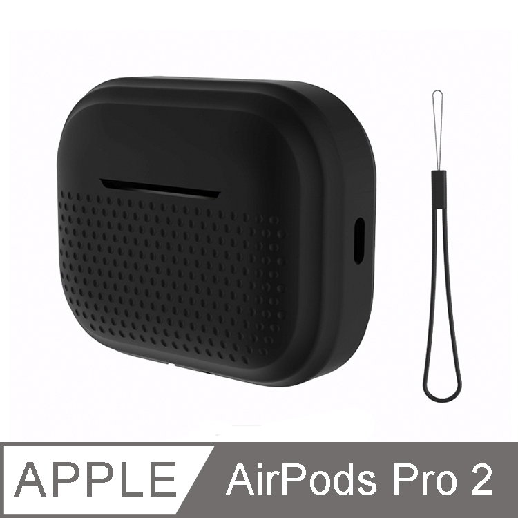 IN7 液態膠系列 Apple AirPods Pro 2 矽膠掛繩 耳機保護套-黑色