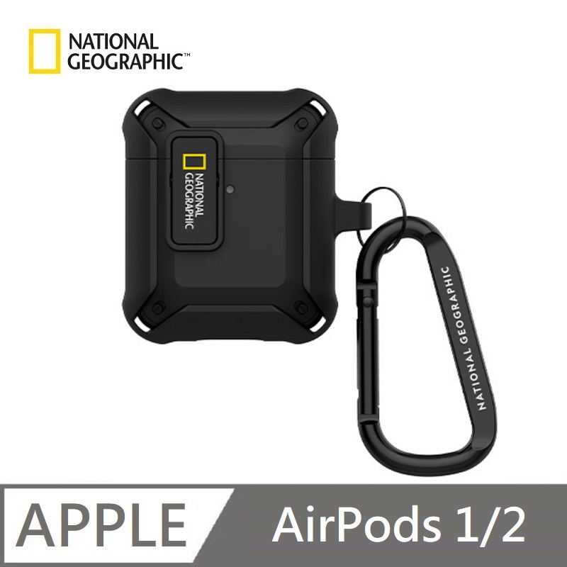 【National Geographic 】 國家地理 Rugged Bumper 卡扣式 適用 AirPods 1/2 - 黑