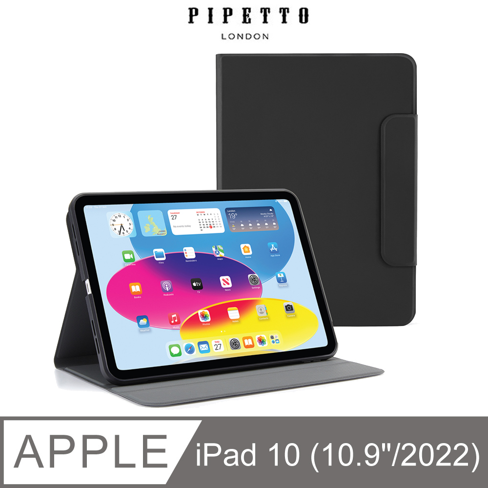 Pipetto iPad 第10代 (10.9吋) Rotating Folio 可旋轉側翻皮套-黑色