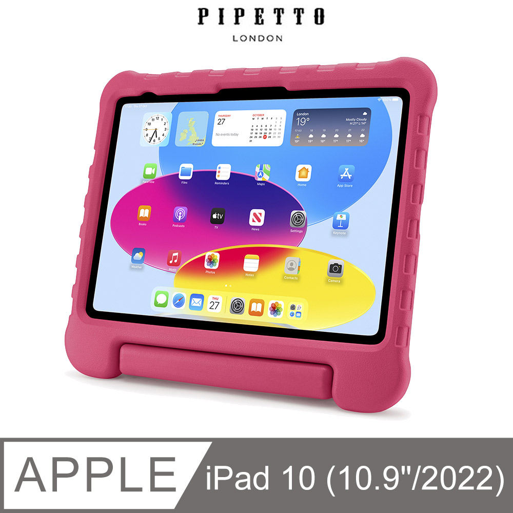 Pipetto iPad 第10代 (10.9吋) Activity 兒童用可提防摔保護套-粉紅色