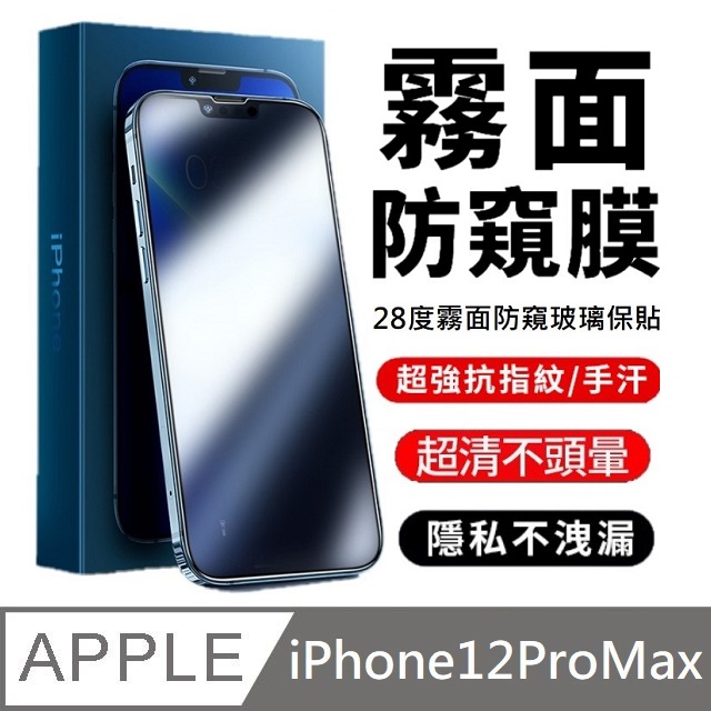 升級28度真防窺 霧面防偷窺滿版玻璃保護貼 滿版玻璃貼 適用 iPhone 12 Pro Max