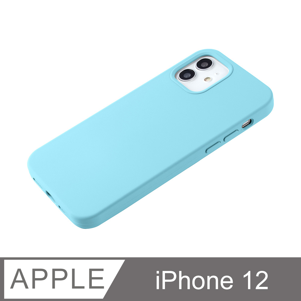 【液態矽膠殼】iPhone 12 手機殼 i12 保護殼 矽膠 軟殼 (天藍)