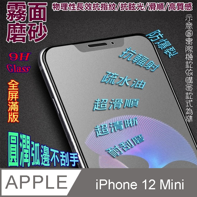 iPhone 12 Mini (霧面磨砂) 全屏鋼化玻璃膜螢幕保護貼