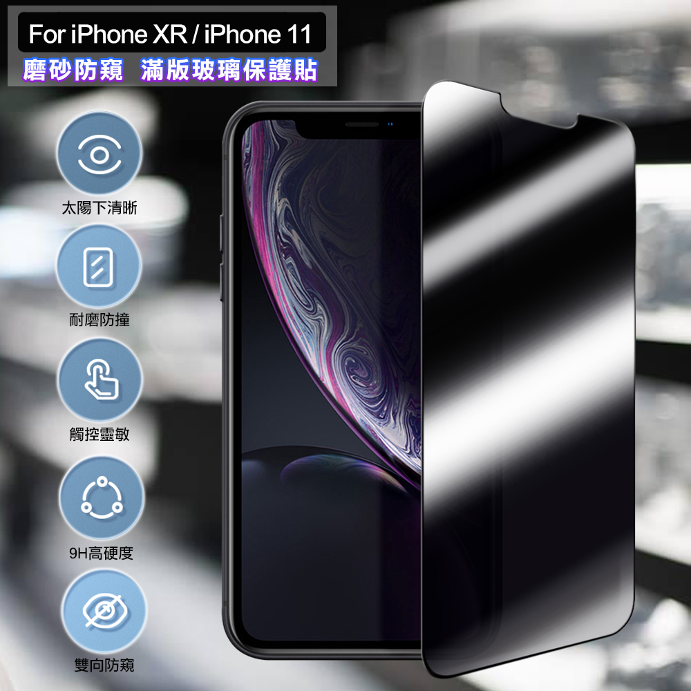 ACEICE for iPhone XR / iPhone 11 6.1吋 霧面磨砂防窺滿版玻璃保護貼-黑