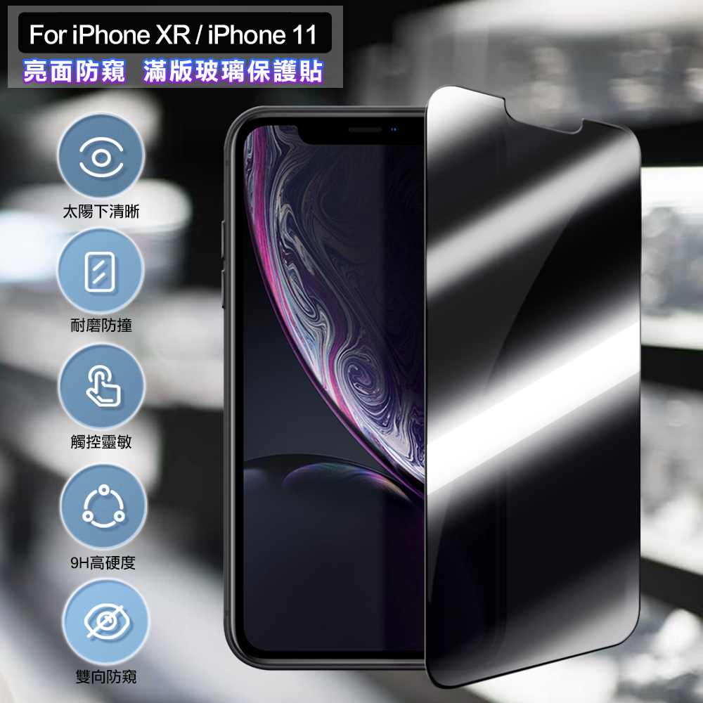 ACEICE for iPhone XR / iPhone 11 6.1吋 亮面防窺滿版玻璃保護貼-黑