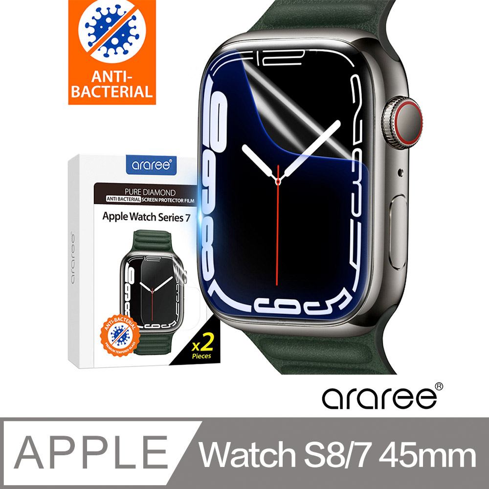 Araree Apple Watch S7 45mm 抗刮螢幕保護貼(2片裝)