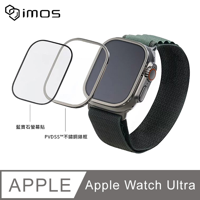 iMOS Apple Watch Ultra 藍寶石金屬框手錶保護貼(鏡面)