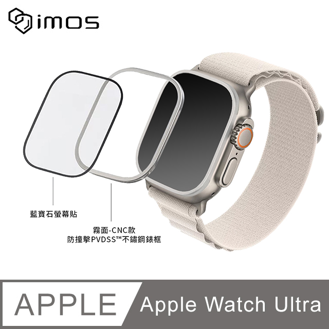 iMOS Apple Watch Ultra 藍寶石金屬框手錶保護貼(CNC霧面)