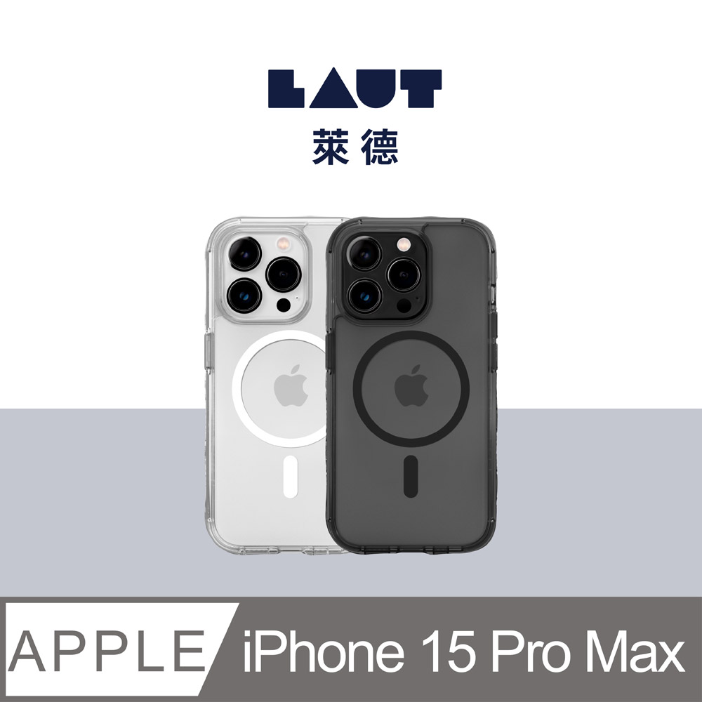 LAUT 萊德 iPhone 15 Pro Max 磁吸水晶邊框軍規耐衝擊保護殼(按鍵式)