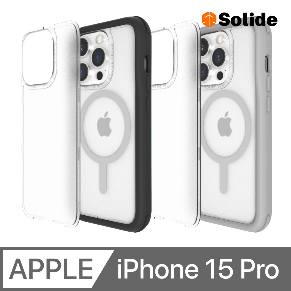 solide 索力得 維納斯FX 抗菌軍規防摔磁吸手機殼(附透明霧面背蓋) iPhone 15 Pro (6.1)