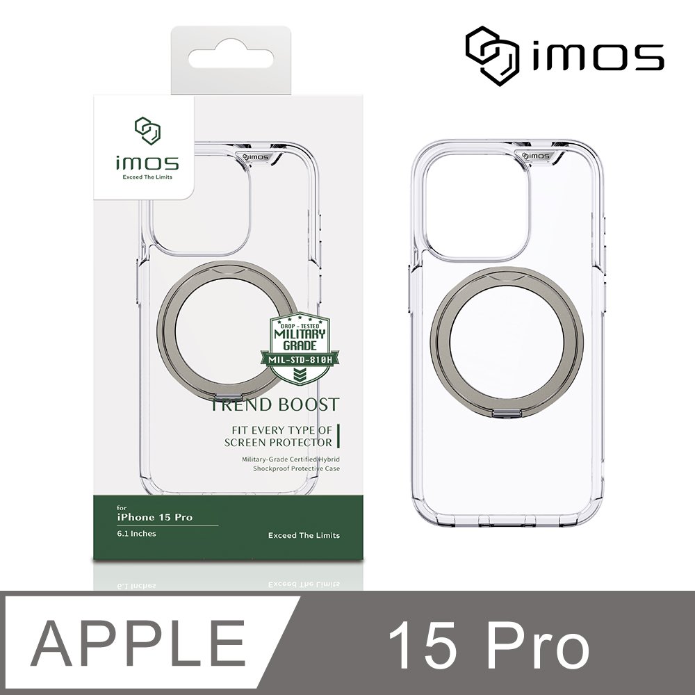 iMOS Apple iPhone 15 Pro 6.1吋 Ｍ系列 磁吸軍規防震保護殼-透明